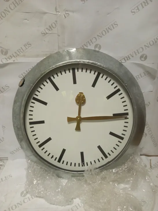 LARGE OUTDOOR GALVANISED STEEL CLOCK - WHITE FACE