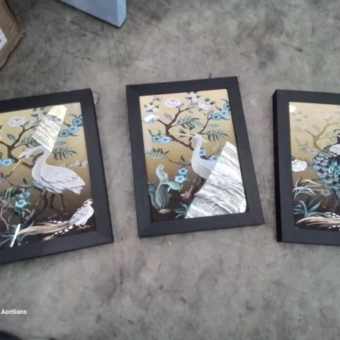 THE GOLDEN BIRDS - 3 PIECE SINGLE PICTURE FRAME COLLECTION