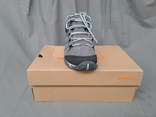 BOXED PAIR OF MERRELL ALVERSTONE MID GTX SHOES IN GREY UK SIZE 5