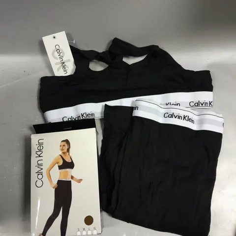 BOXED CALVIN KLEIN WOMEN'S BRALETTE & LEGGING SET IN BLACK - XL