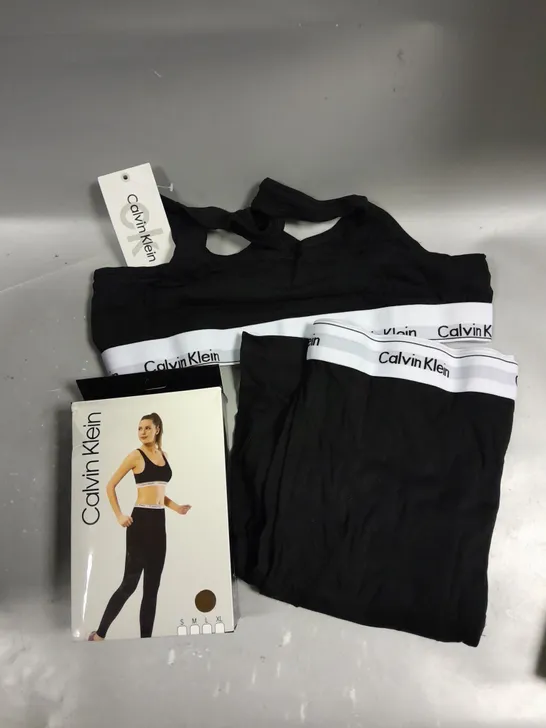 BOXED CALVIN KLEIN WOMEN'S BRALETTE & LEGGING SET IN BLACK - XL