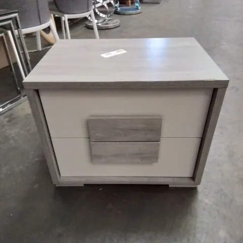 QUALITY MADE GREY WASH 2 SOFT CLOSE DRAWER BEDSIDE TABLE