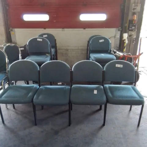 4X BLUE FABRIC CHAIRS WITH BLACK FRAME