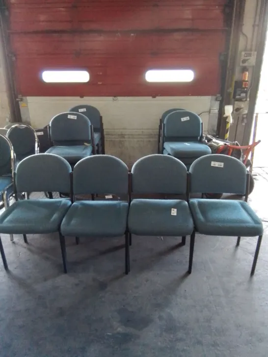 4X BLUE FABRIC CHAIRS WITH BLACK FRAME