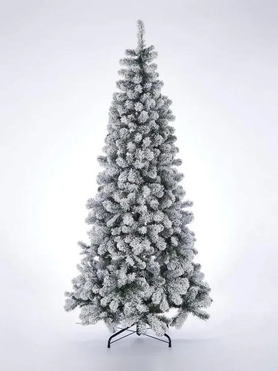 BOXED 6.5FT PRE-LIT SLIM FLOCKED EMPEROR CHRISTMAS TREE (1 BOX) RRP £159.99