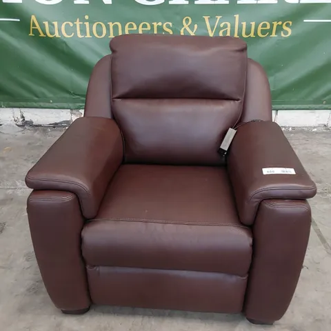 QUALITY ITALIAN DESIGNER POWER RECLINING PARMA EASY CHAIR BROWN LEATHER 