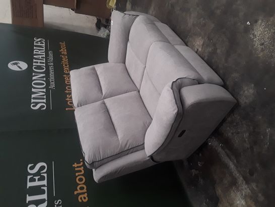 QUALITY EXPRESSION GREY FABRIC TWO SEATER POWER RECLINING SOFA