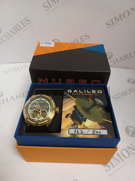 BOXED NUBEO GENTS GALLILEO LTD ED AUTOMATIC WATCH STAINLESS STEEL WITH NUSOUND AUDIO EAR BUDS