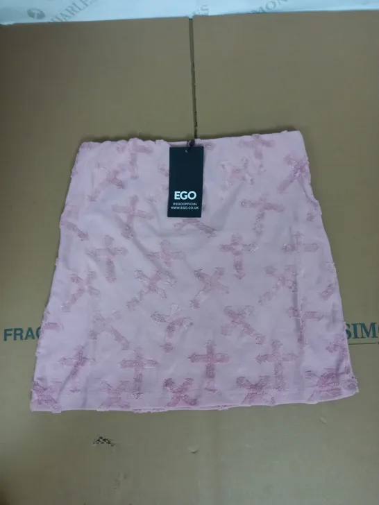 EGO CRUCIFIX EMBOSSED MINI SKIRT IN PINK SIZE 8