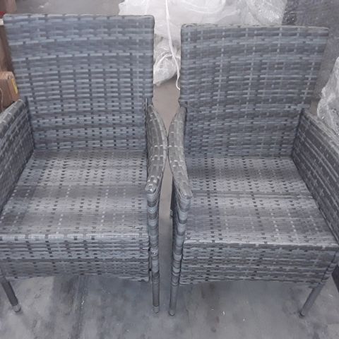 LOT OF 2 GREY RATTAN OUTDOOR CHAIRS 