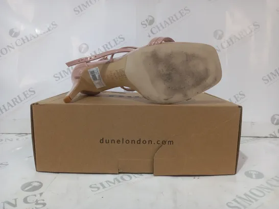 BOXED PAIR OF DUNE LONDON OPEN TOE STRAPPY SANDALS IN BLUSH SIZE 7