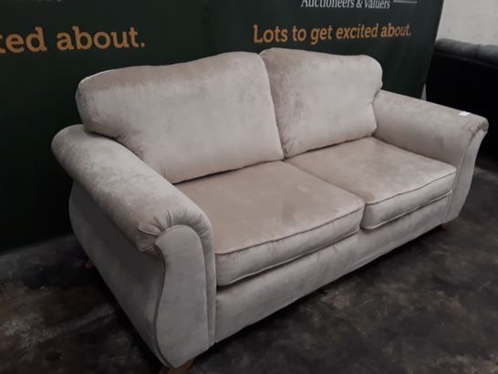 DESIGNER LIGHT BEIGE FABRIC THREE SEATER SOFA