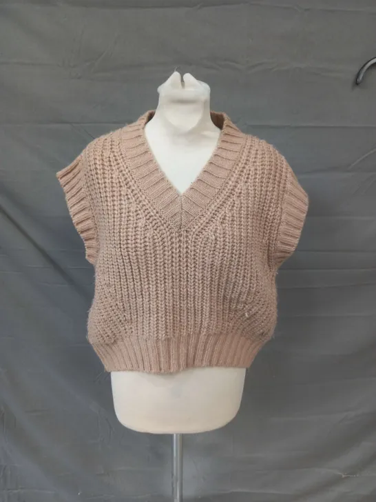 MINT VELVET IN BEIGE KNITTED VEST - MEDIUM