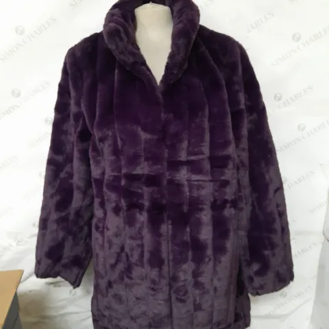 CENTIGRADE FAUX FUR COAT PLUM SIZE LARGE