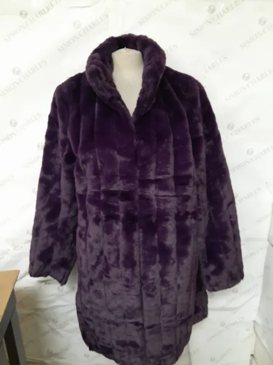 CENTIGRADE FAUX FUR COAT PLUM SIZE LARGE