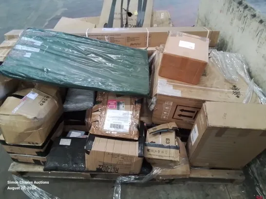 PALLET CONTAINING VARIOUS HOUSEHOLD ITEMS FURNITURE PARTS ETC.