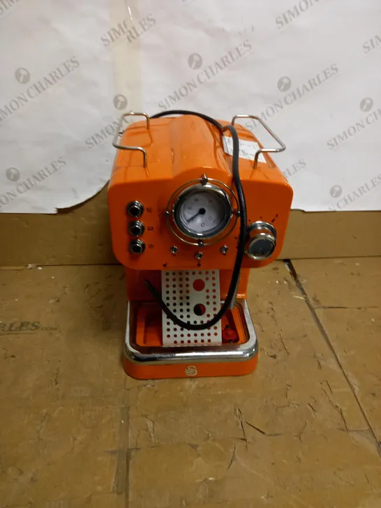 SWAN RETRO PUMP ESPRESSO COFFEE MACHINE - ORANGE