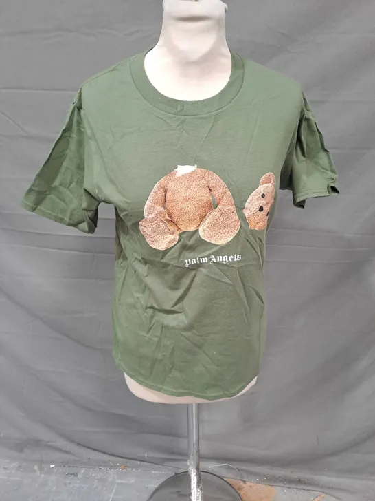 PALM ANGELS TEDDY PRINTED TSHIRT IN GREEN SIZE S