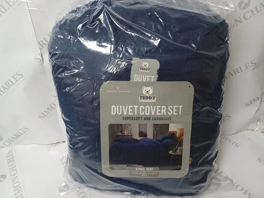 GAVENO CAVAILIA TEDDY COLLECTION DUVET COVER SET KING SIZE BLUE