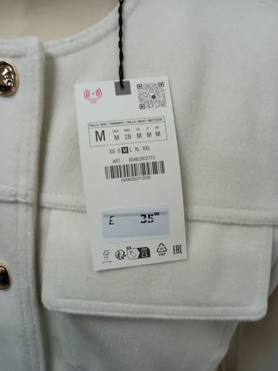 ZARA WHITE BUTTON THROUGH CARDIGAN - M