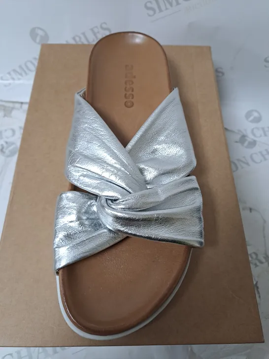 boxed ADESSO sandles in sliver size 7 