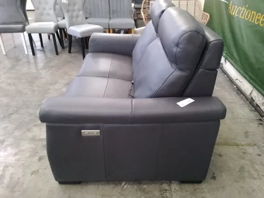 QUALITY ITALIAN DESIGNER GARDA ELECTRIC LOVESEATS - DARK GREY LEATHER