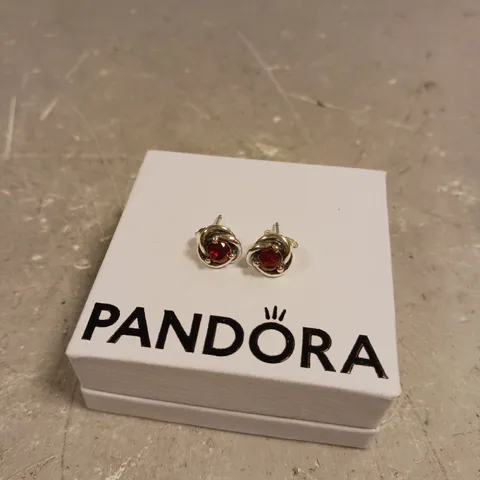 PANDORA RED STONE STUD EARRINGS 