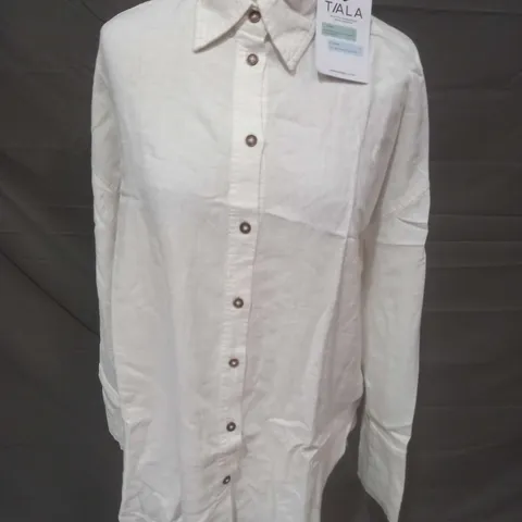 T/ALA LINEN BLEND LONG SLEEVE SHIRT - WHITE - XS