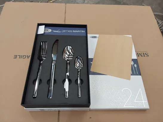 BOXED STELLAR JAMES MARTIN 24 PIECE STAINLESS STEEL CUTLERY SET (1 BOX)