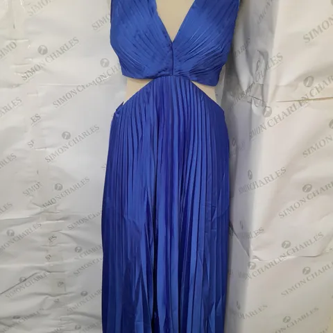 ABERCROMBIE & FITCH MAXI DRESS WITH SIDE CUT OUTS AND PLEATED SKIRT ROYAL BLUE. SIZE M