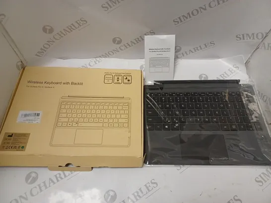 BOXED WIRELESS BLUETOOTH KEYBOARD AND TOUCHPAD FOR SURFACE PRO 8 AND X, WITH USB CABLE AND INSTRUCTIONS