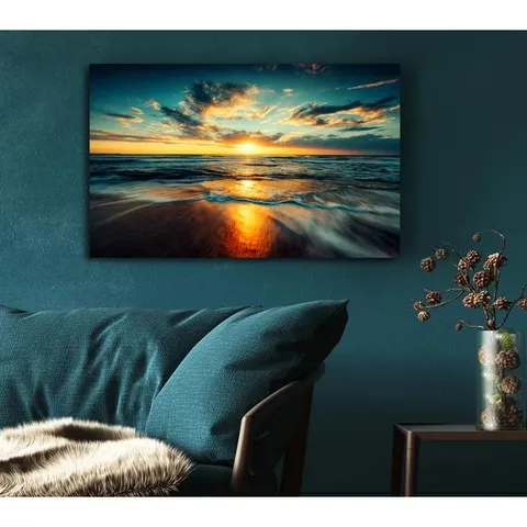 BAGGED CANVAS PAINTING - FIRE SUNSET GLOW BEACH (1 ITEM)