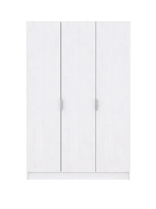 BOXED LADNER 3 DOOR WARDROBE WHITE OAK (2 OF 2 BOXES)