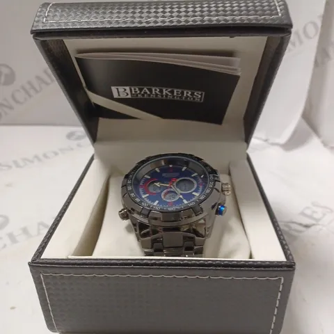 BOXED BARKERS OF KENSINGTON MEGA SPORT BLUE DIAL WATCH 