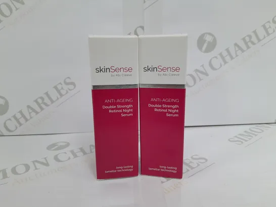 2 BOXED AND SEALED SKINSENSE DOUBLE STRENGTH RETINOL NIGHT SERUM 30ML