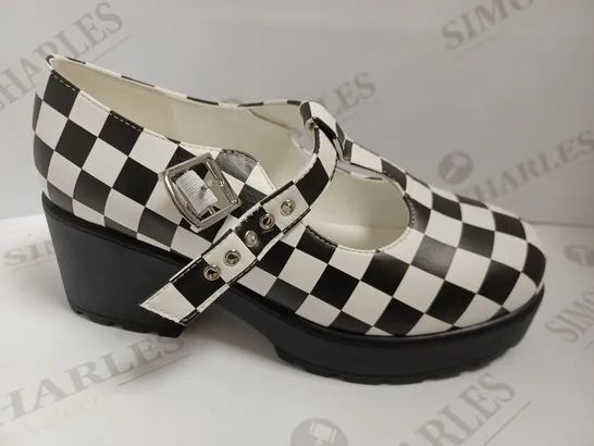 KOI VEGAN BLACK/WHITE CHEQUERED MARY JANES - SIZE 6