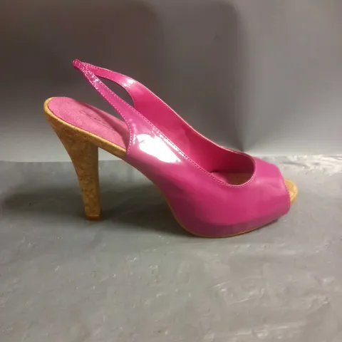 SPOT ON LADIES SLINGBACK OPEN TOE SANDALS PINK PATENT SIZE 6