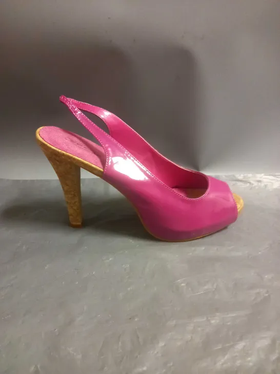 SPOT ON LADIES SLINGBACK OPEN TOE SANDALS PINK PATENT SIZE 6