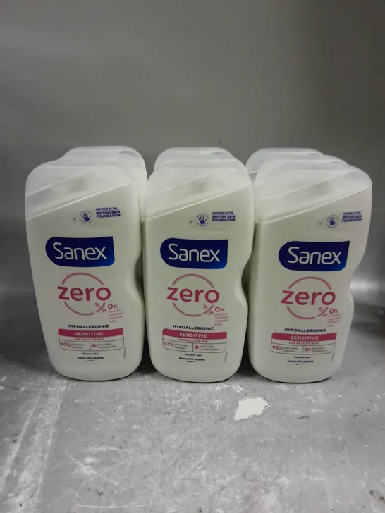 LOT OF 9 SANEX ZERO HYPOALLERGENIC SENSITIVE SHOWER GEL 450ML