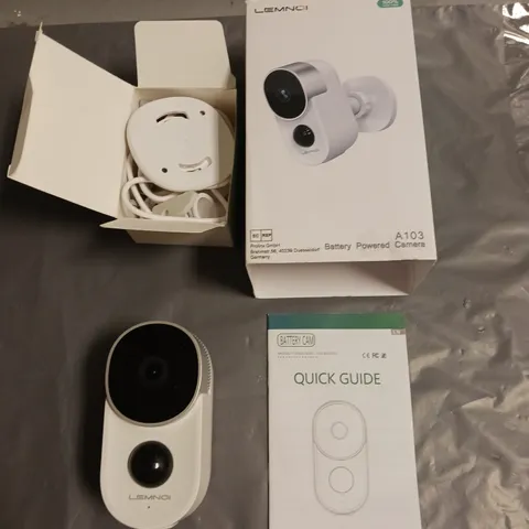 BOXED LEMNOI BATTERY POWERED SECURITY CAMERA IN WHITE