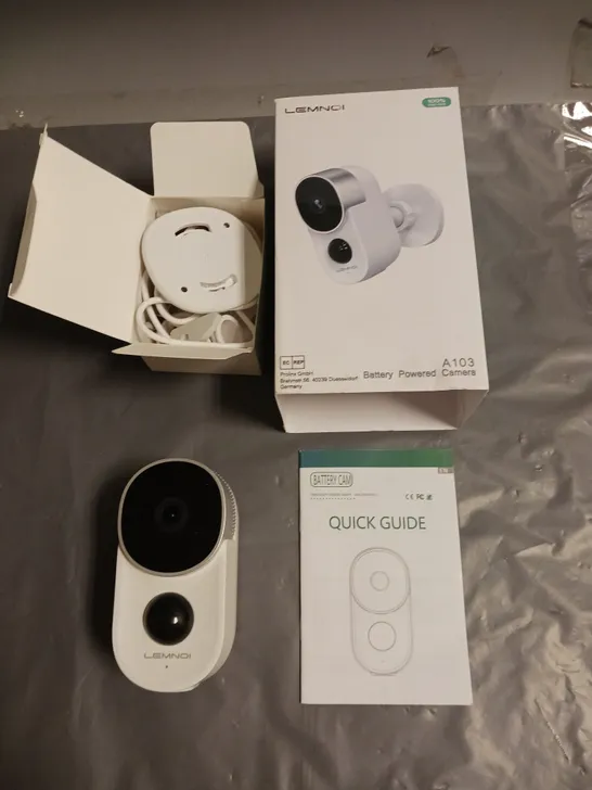 BOXED LEMNOI BATTERY POWERED SECURITY CAMERA IN WHITE