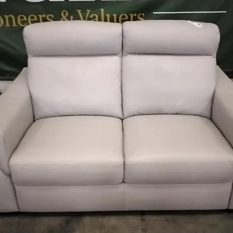 QUALITY ITALIAN DESIGNER ADRIANO WHITE GREY LEATHER LOVESEAT