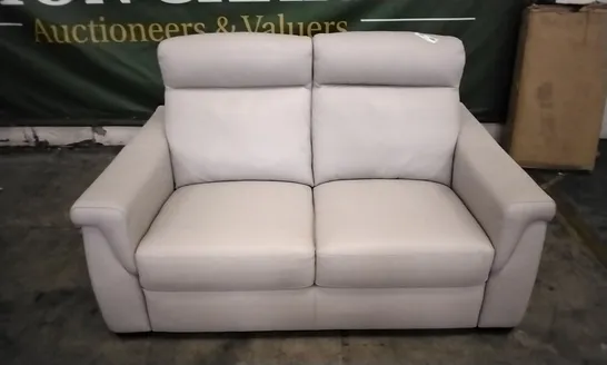 QUALITY ITALIAN DESIGNER ADRIANO WHITE GREY LEATHER LOVESEAT