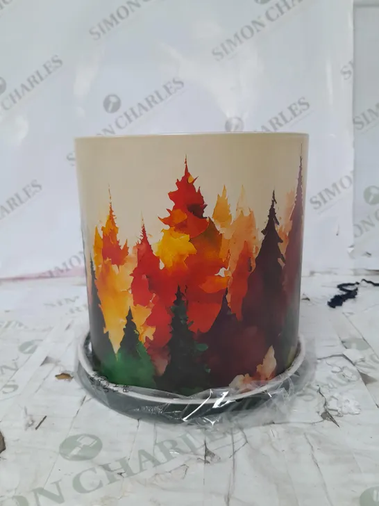 BOXED HOMEWORX GLASS CANDLE SURROUND WITH AUTUMN TREE DESIGN 