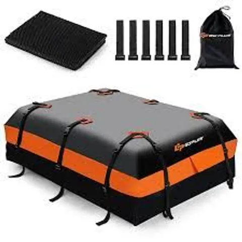 BOXED COSTWAY 595L ROOFTOP CARGO CARRIER, WATERPROOF CAR ROOF BAG FOR ALL VEHICLES (1 BOX)