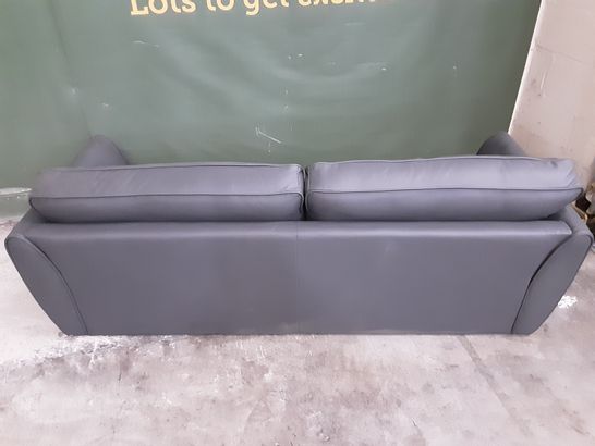 DESIGNER GREY LEATHER WIDE 2-SEATER SOFA 