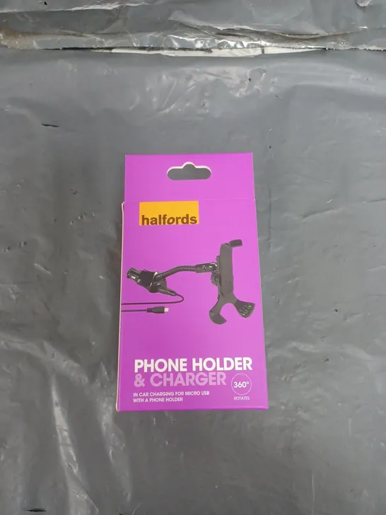 APPROXIMATELY 50 BOXED HALFORDS PHONE HOLDER & CHARGER