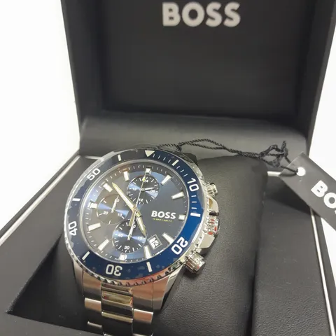  BOSS ADMIRAL BLUE CHRONOGRAPH STAINLESS STEEL WATCH WITH LINK FASTENING