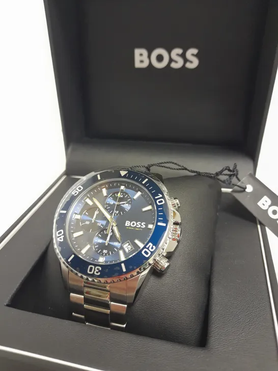  BOSS ADMIRAL BLUE CHRONOGRAPH STAINLESS STEEL WATCH WITH LINK FASTENING