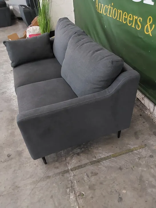 DESIGNER 2 SEATER SOFA UPHOLSTERED IN CHARCOAL FABRIC 